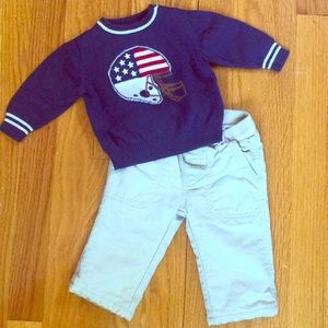 Baby Mayoral Football Helmet Sweater & Pants Set